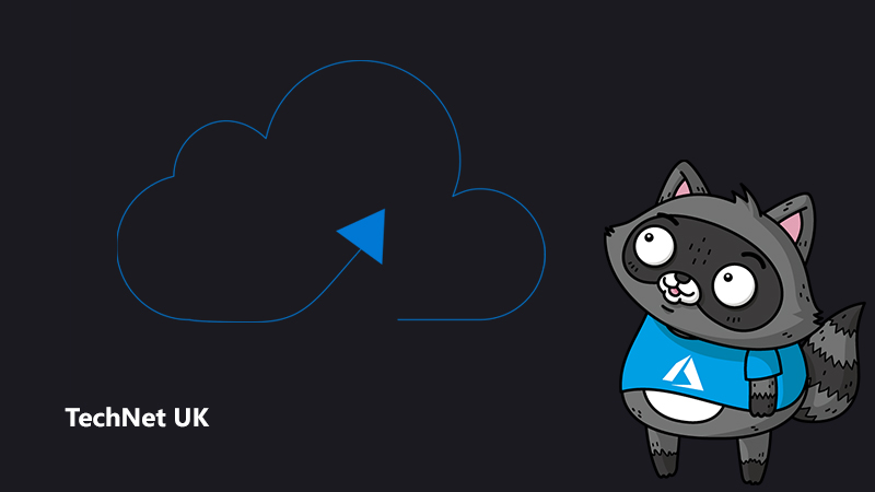 An illustration of a cloud, next to an illustration of Bit the Raccoon