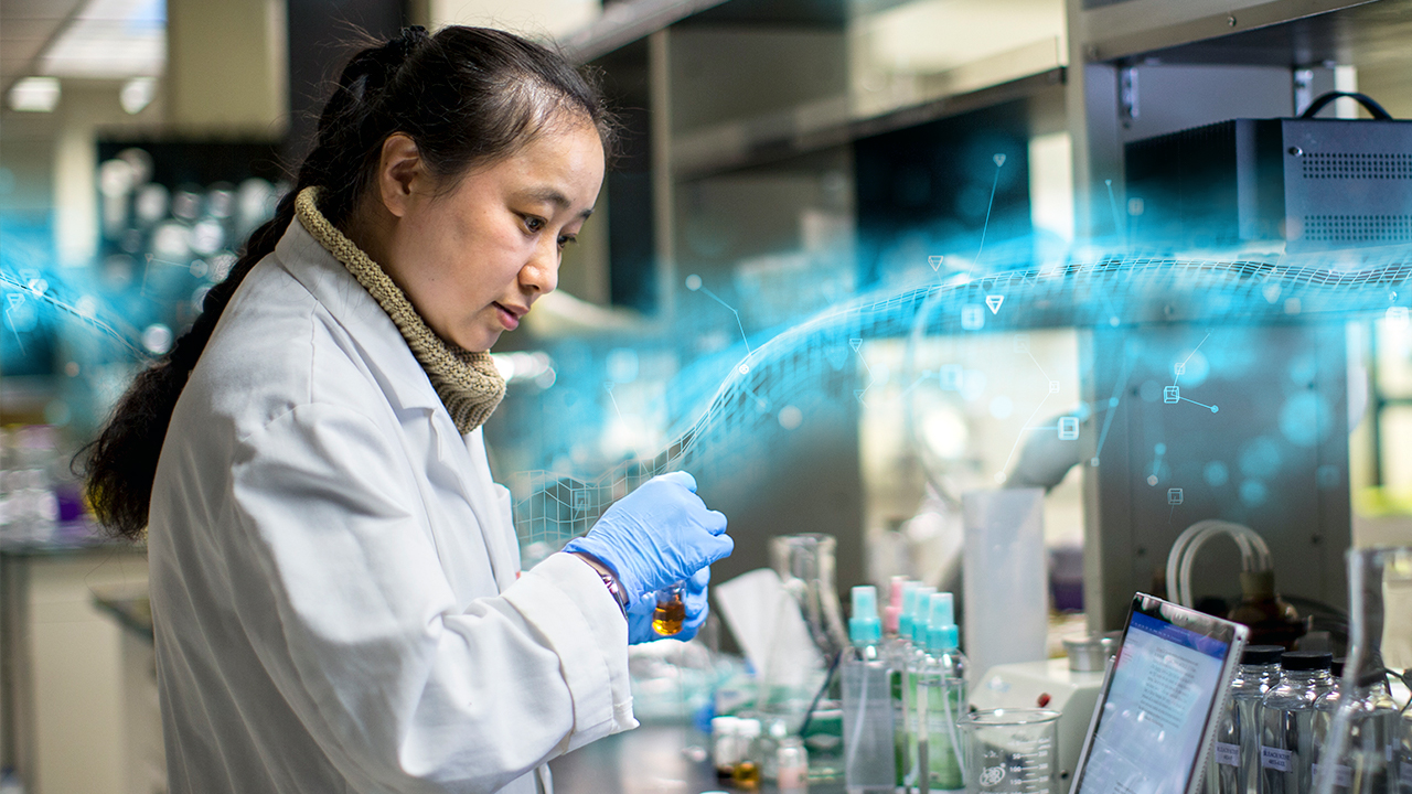 female doctor conducting research in a lab