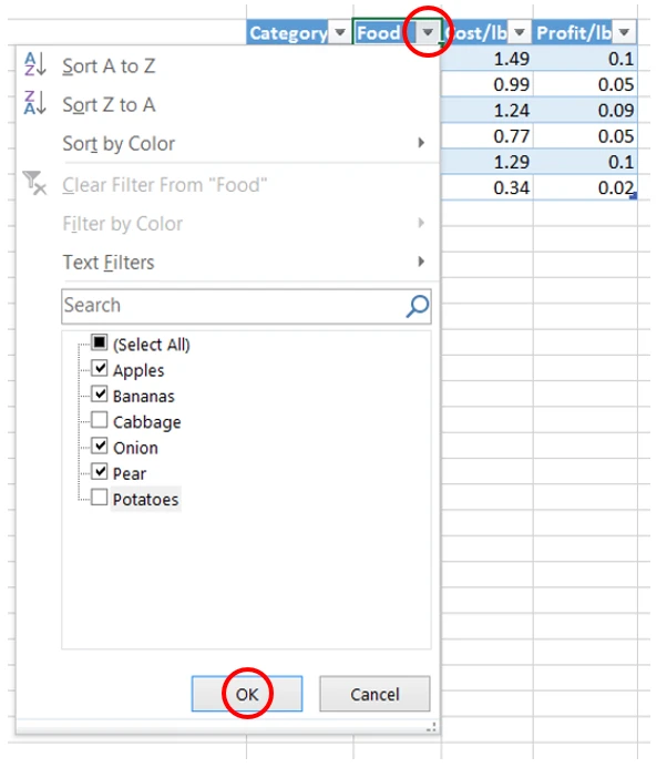 graphical user interface, table