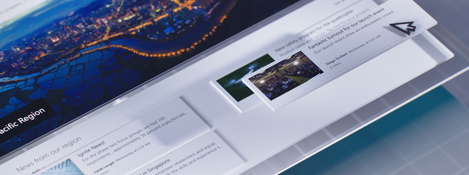 Image of SharePoint home sites on a laptop screen
