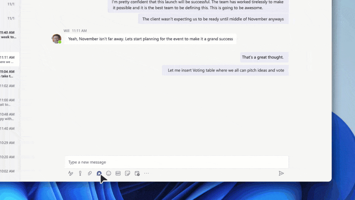 People entering ideas to vote on the new voting table in Microsoft Loop.