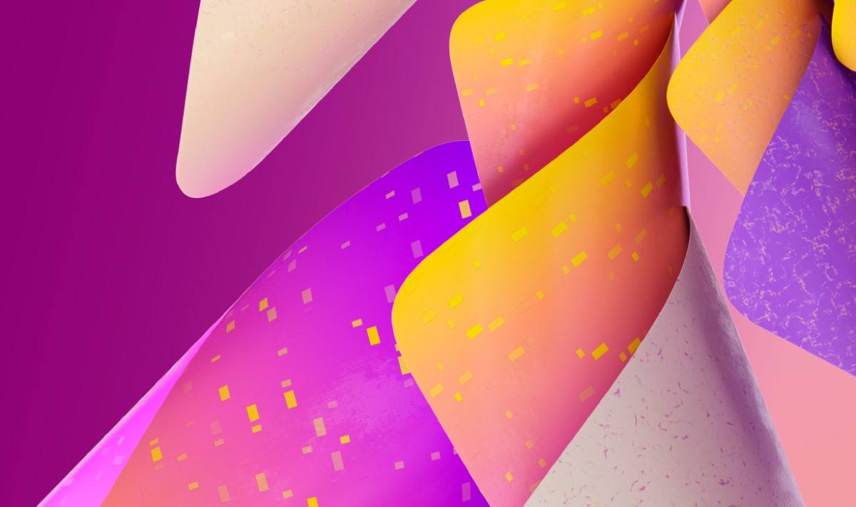Digital art of purple, yellow, and orange blocks