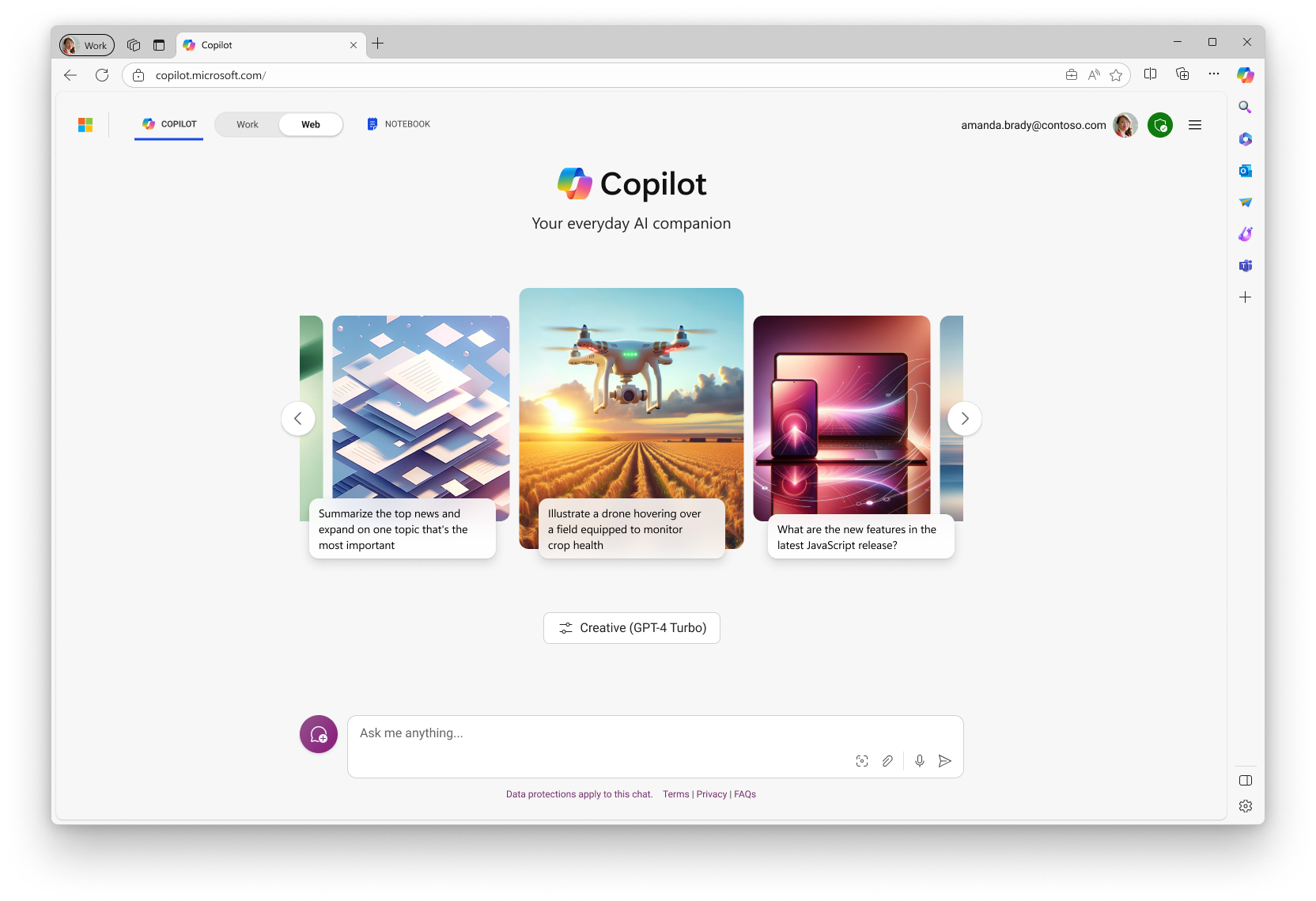an image of the Copilot for Microsoft 365 in the web context