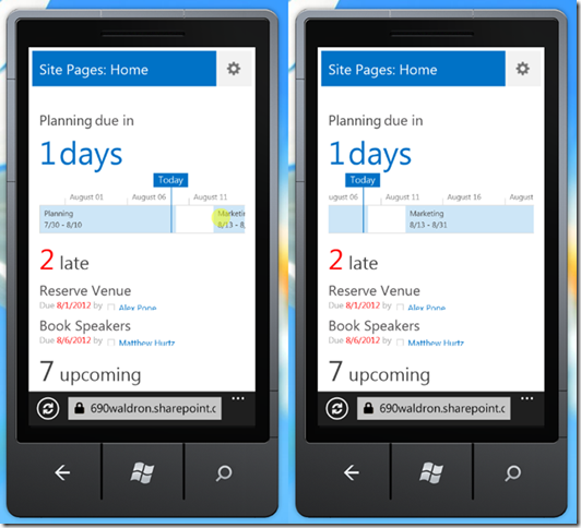 image two mobile views of an event due date view