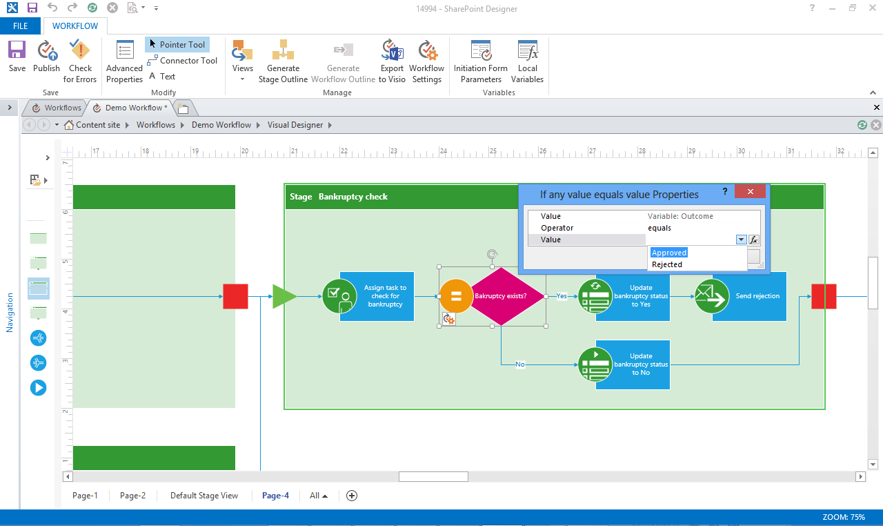 Setting Conditions Setting Conditions in SharePoint Designer