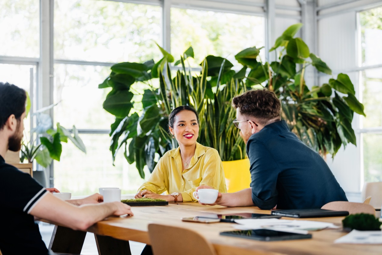 Coworkers sitting in a conference room