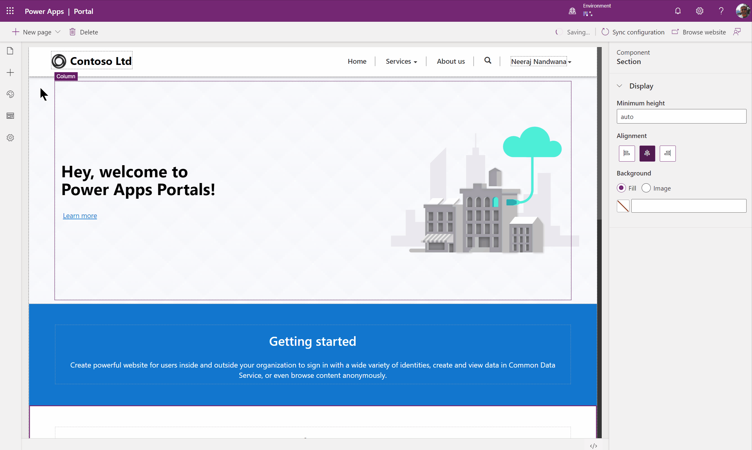 Figure 6. Adding a chatbot to a Power Apps Portals webpage