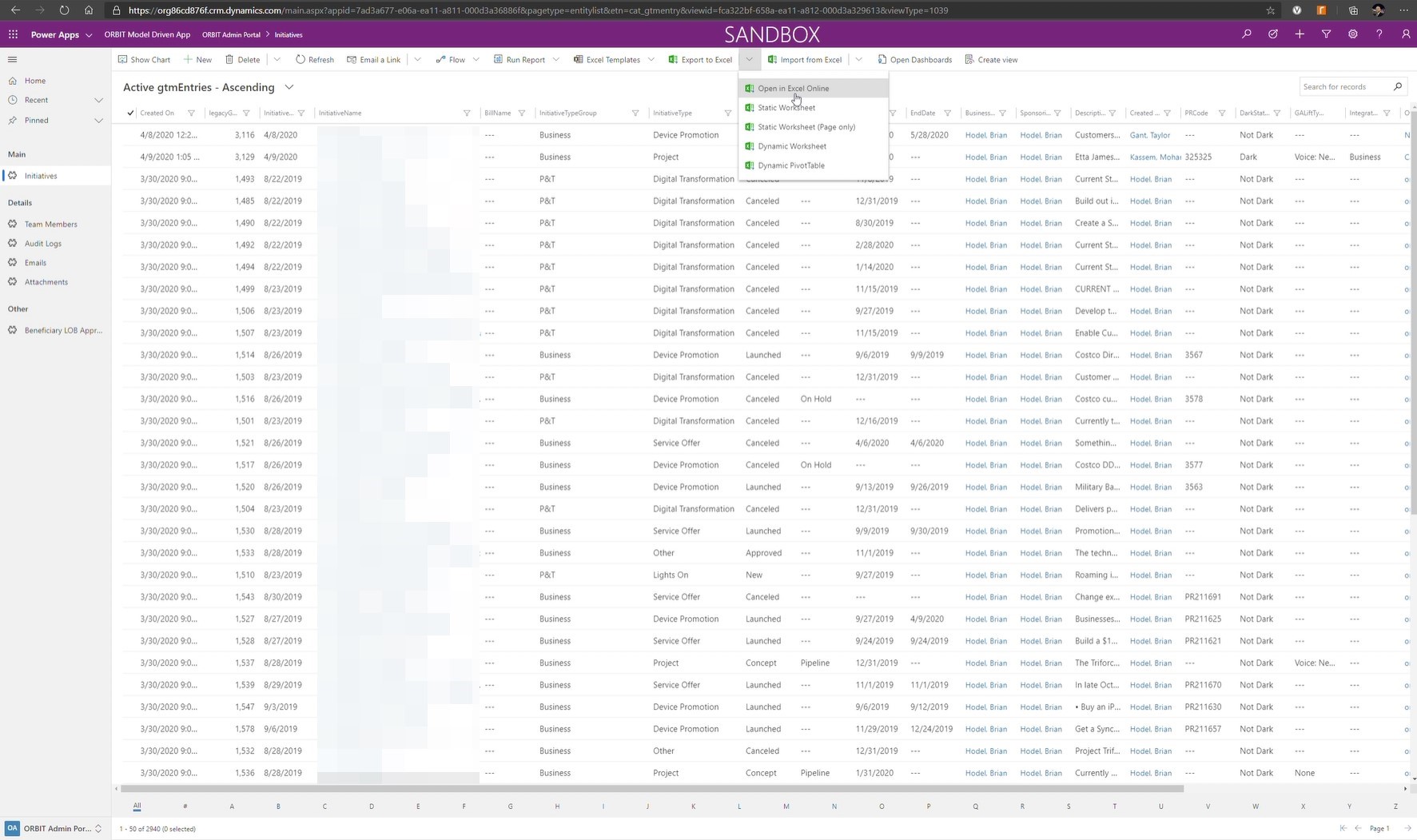 Power Apps model-driven app screenshot