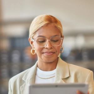 woman on tablet
