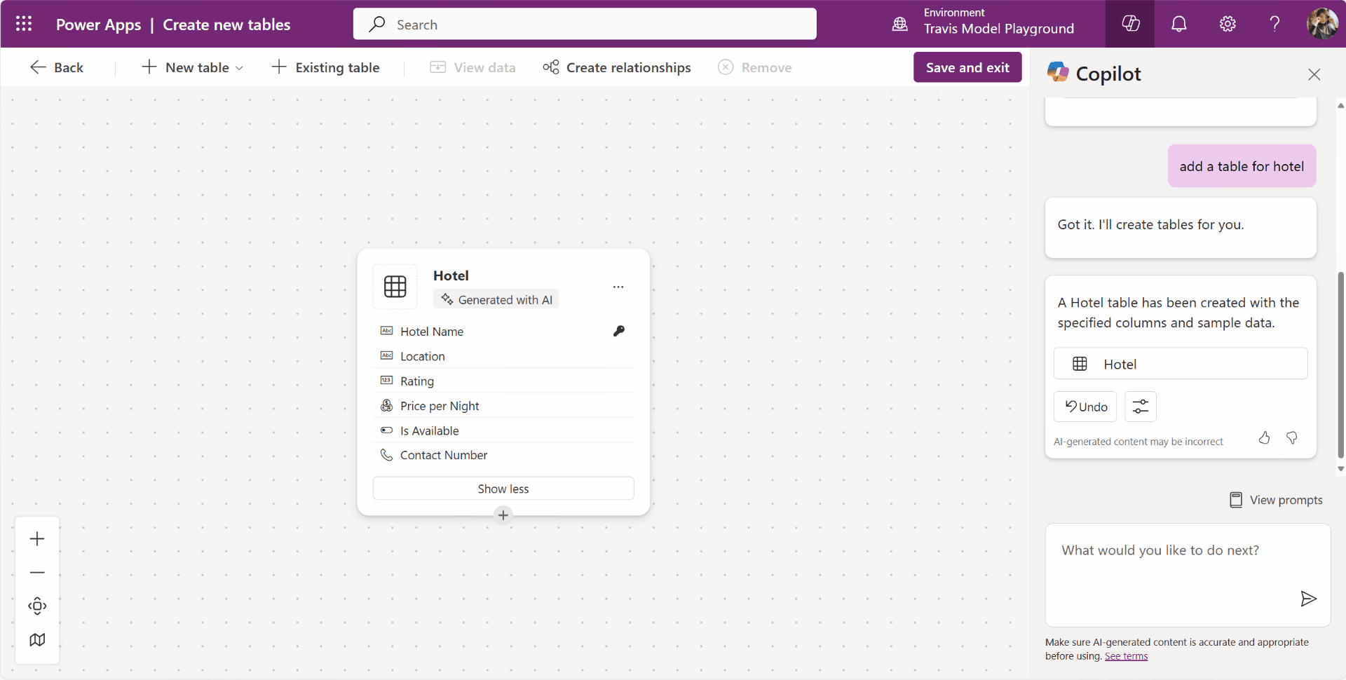 Demo - adding existing tables to data workspace