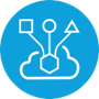 Icon of basic shapes extending out of a cloud