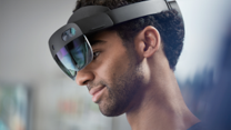 man wearing a mixed reality device