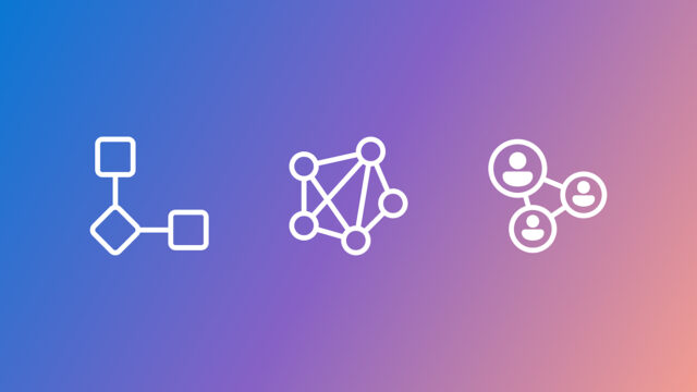 gradient background with white decorative icons