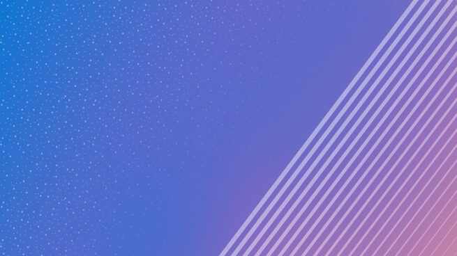 blue background with purple to orange diagonal stripes