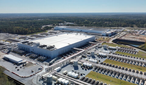 aerial view of a datacenter | video: Microsoft Transforms its Cloud Supply Chain with Optimization and Generative AI