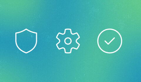 SkillOpt blog | three white line icons on an abstract green background | shield icon, gear icon, circle with checkmark icon
