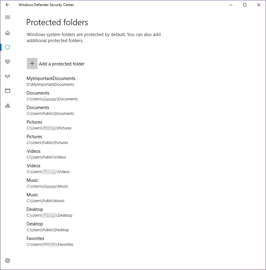 Protected folders.