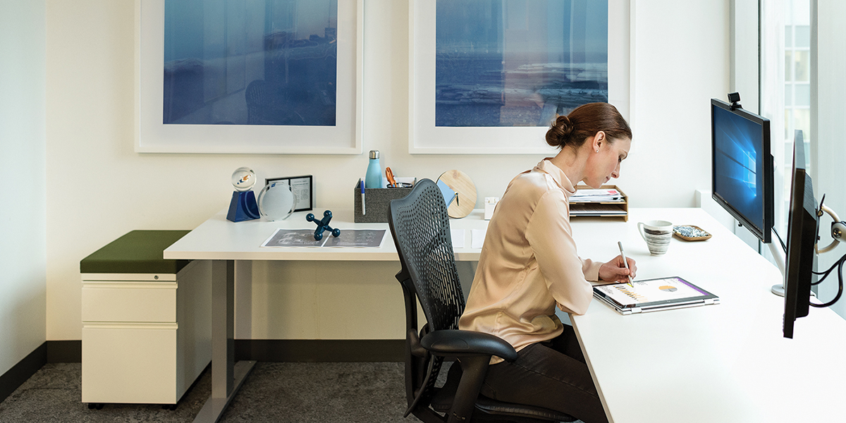 A woman working in her office