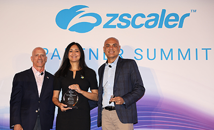 Image of Microsoft accepting the Technology Partner of the Year Award at Zscalers Partner Summit