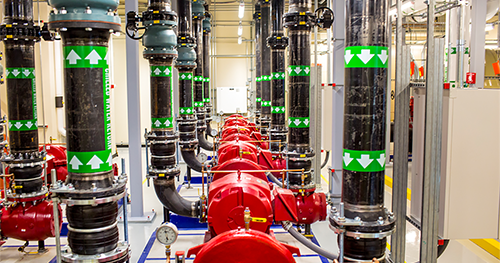 An image of a state-of-the-art facility uses eco-friendly solutions such as using reclaimed water to cool the data center
