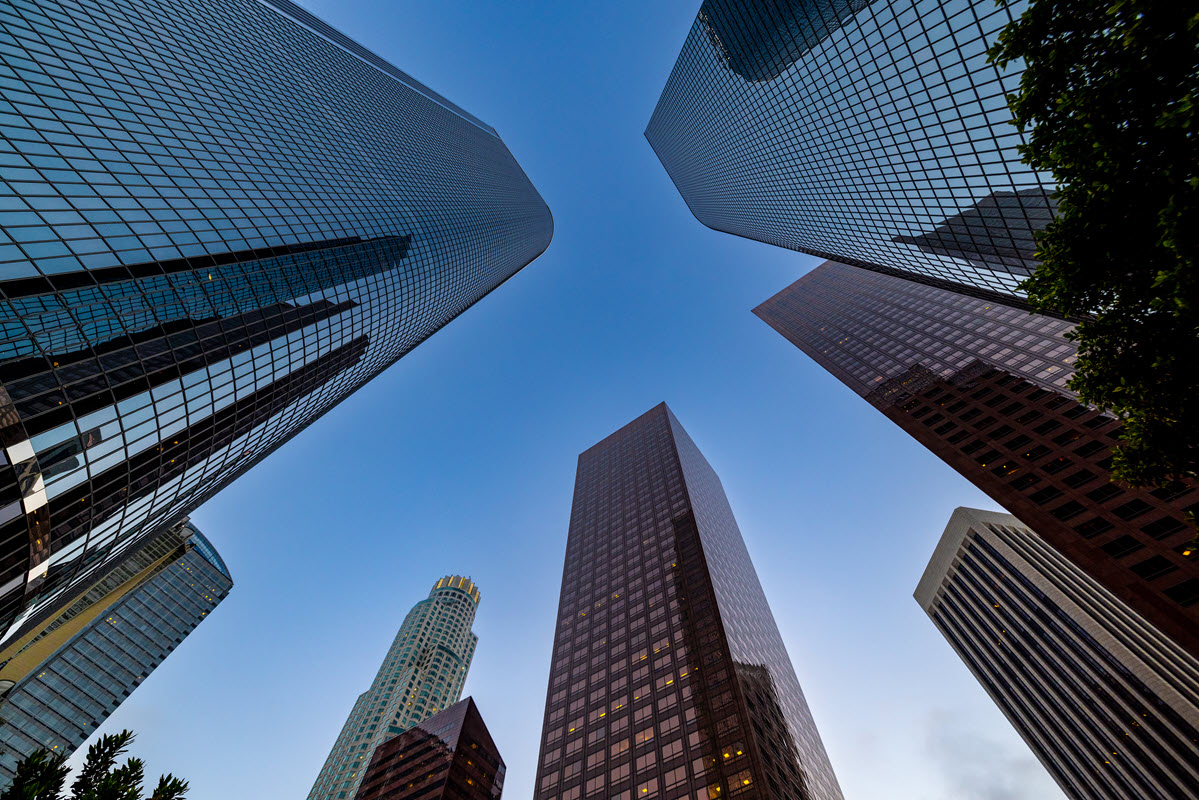 Ground-up view of a city&lsquo;s architecture and skyline​