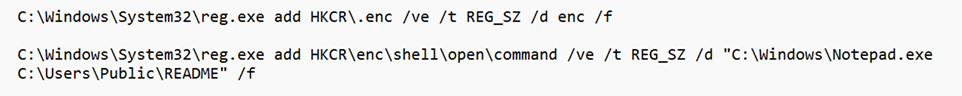 Screenshot of command lines.