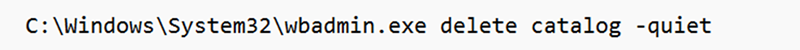 Screenshot of command for deleting the backup catalog