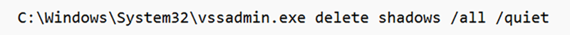 Screenshot of command to delete shadow copies