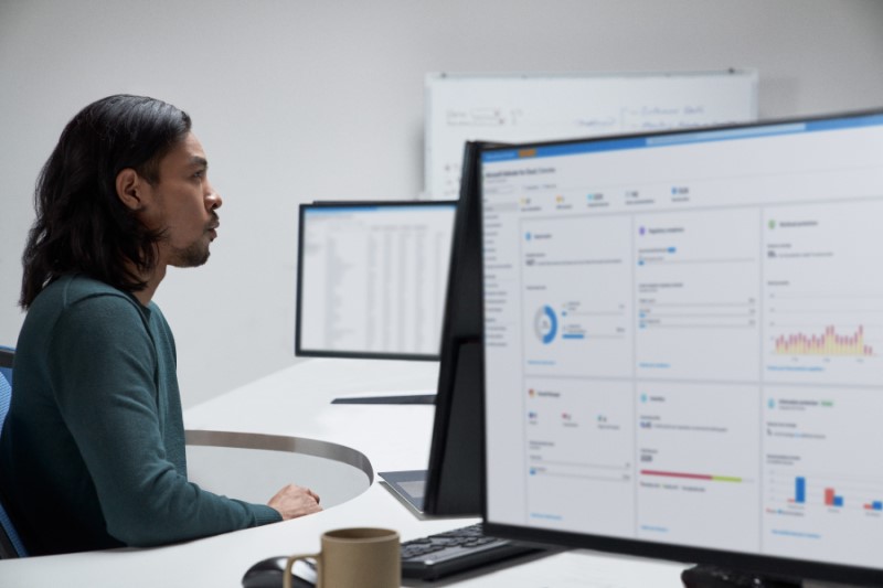 Security practitioners at work in a security operations center
