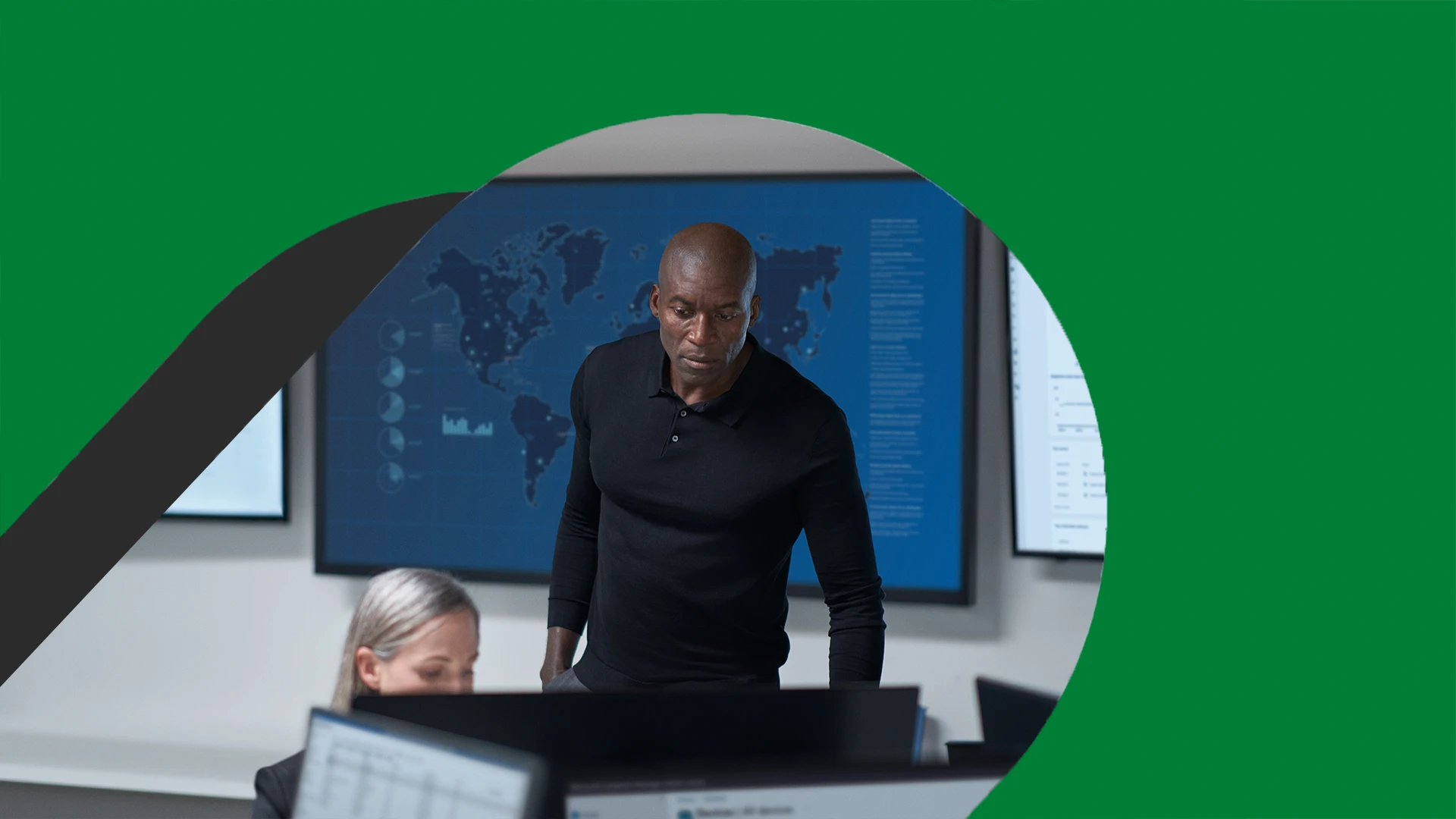 A security practitioner works with a team