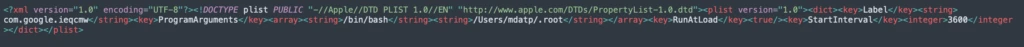 Screenshot of plist content