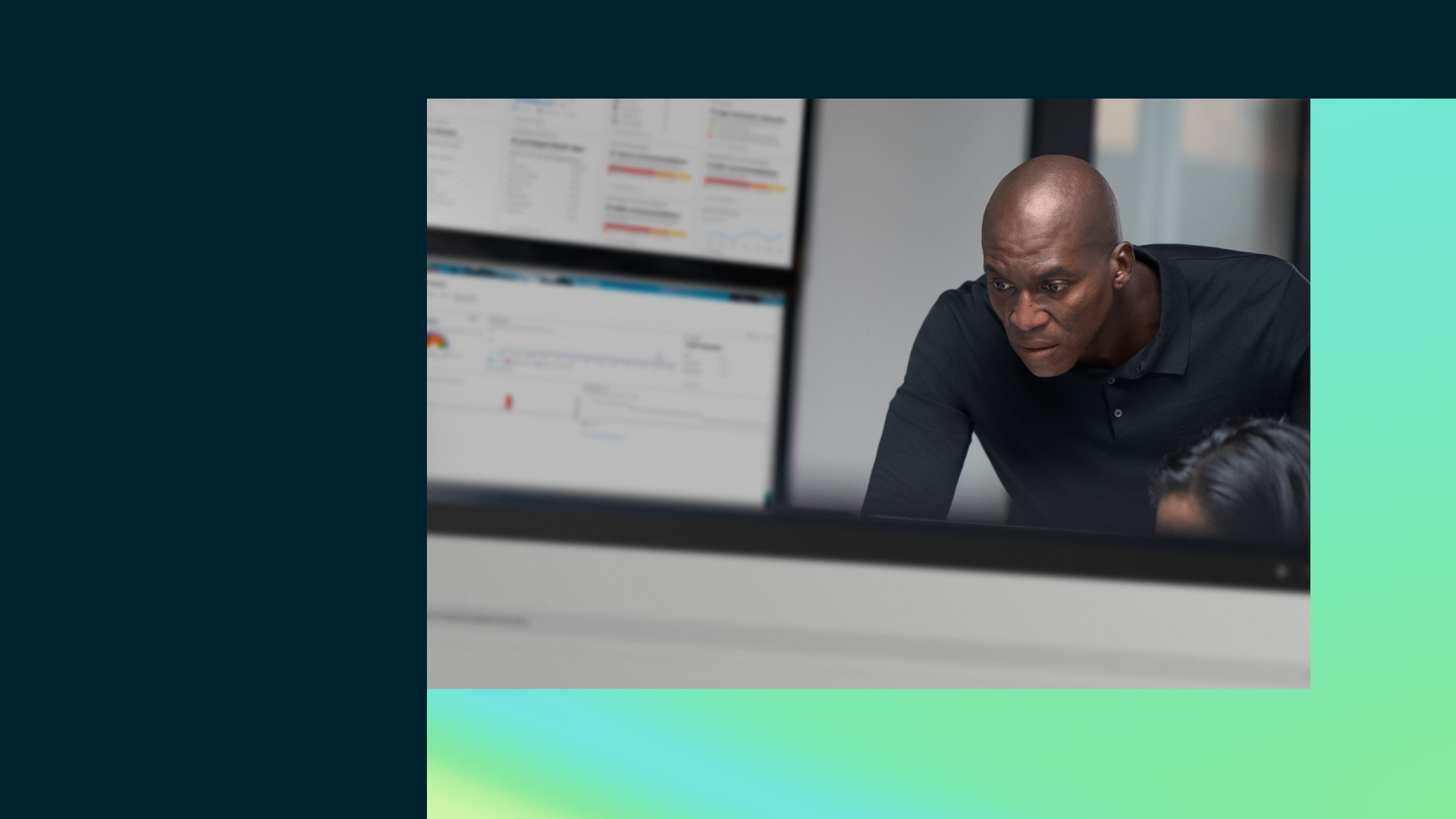 Chief information security officer collaborating in a security operations center