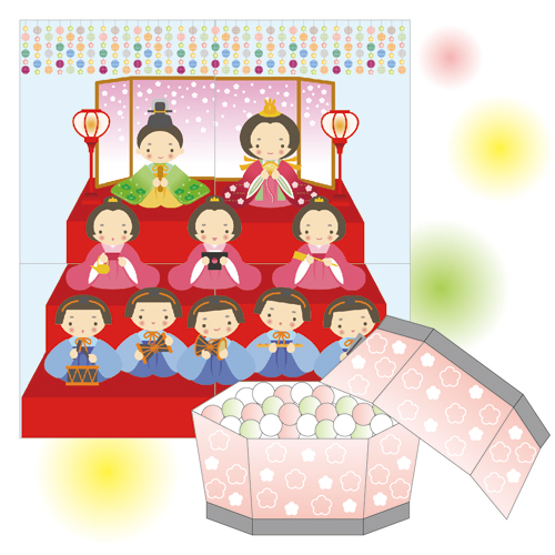 ひなまつり壁飾り＆あられ入れ 画面スライド-1