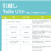 引越し To Do リスト 引越しの準備は、やるべきことが盛りだくさん。そんな面倒な引越しの準備をひとつにまとめたテンプレートを利用して、効率的に引越しを行いましょう。 xlsx 85 KB