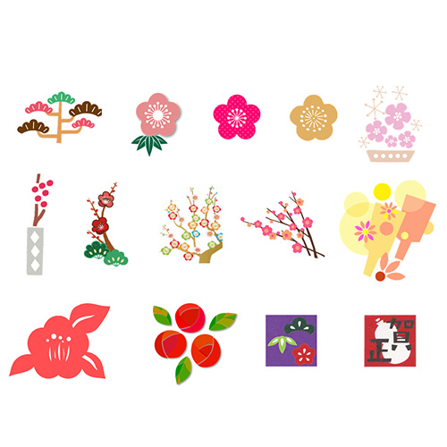 年賀状素材 (お正月アイテム 1) 画面スライド-2